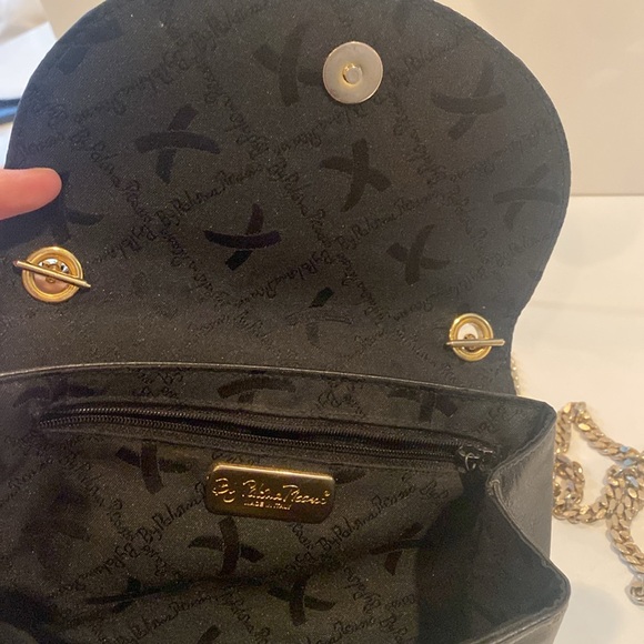 Paloma Picasso Vintage 80’s bag black leather crossbody bag w gold chain strap - Picture 9 of 12